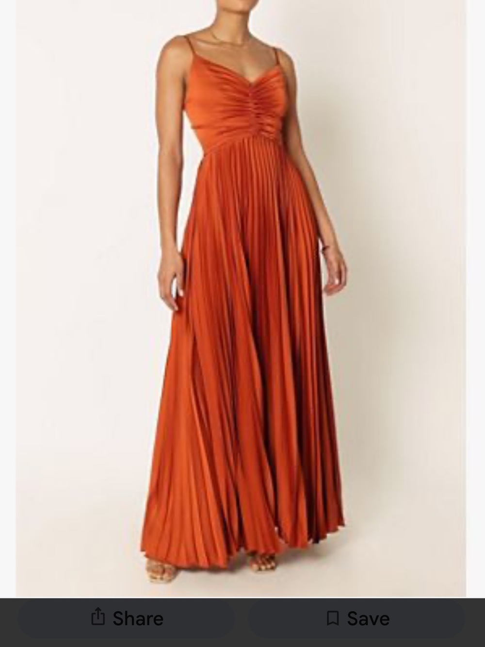 Lulu's Rust Orange Pleated Spaghetti-Strap Midi Dress